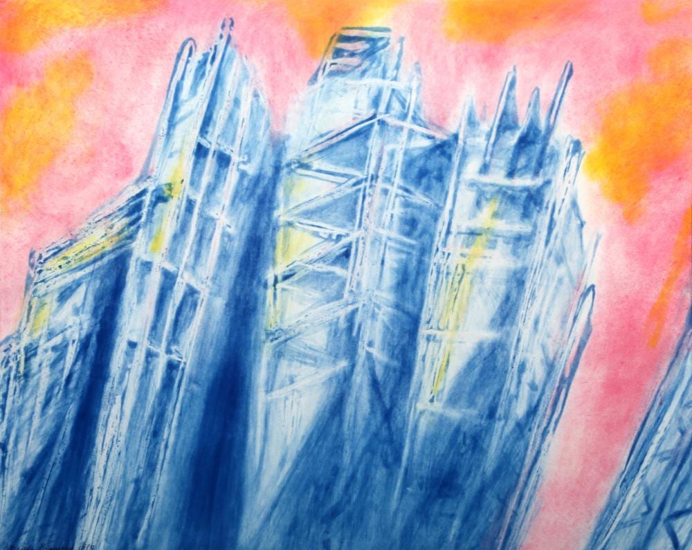 Martha Diamond comparable auction result: martha diamond abstract skyscrapers aquatint