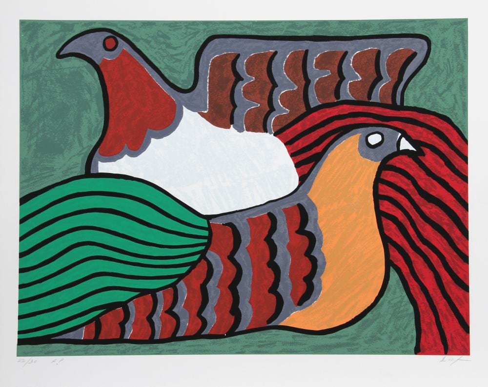 Víctor Delfín comparable auction result: victor delfin hens screenprint