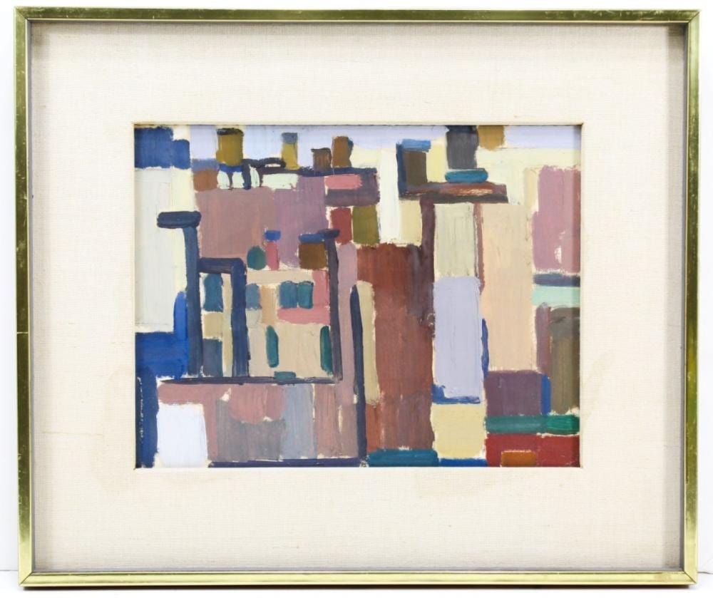 Allen Wolf comparable auction result: allen wolf ny wa abstract cityscape oil painting