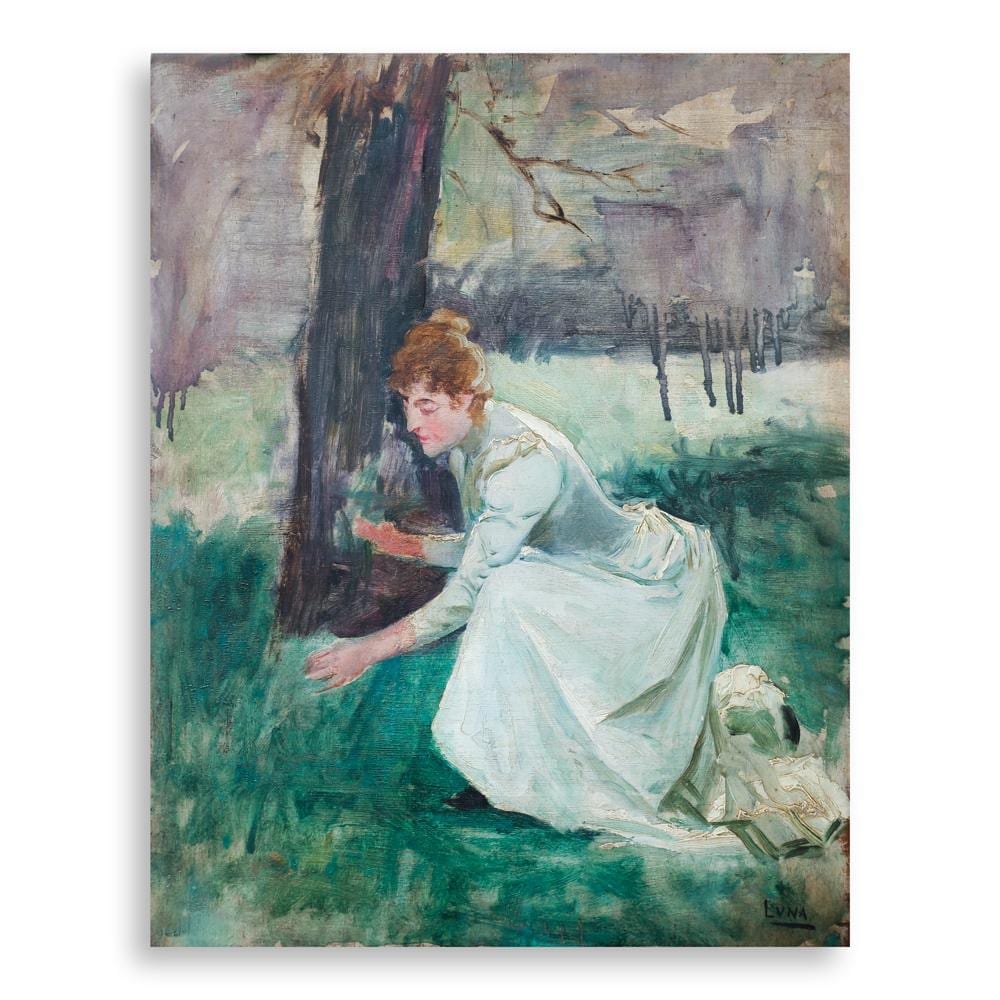 Juan Luna (1857 - 1899) - Study of Paz Picking Flowers in a Garden comparable sale