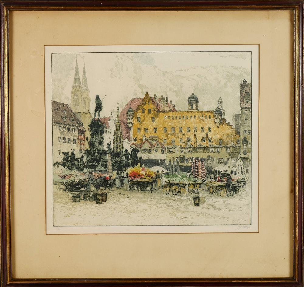 Franz Xaver Wolf comparable auction result: franz xaver wolf austrian 1896 1990 cityscape color aquatint on paper