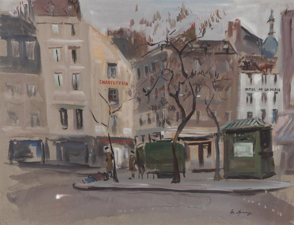 Moya Dyring comparable auction result: moya dyring paris street scene gouache
