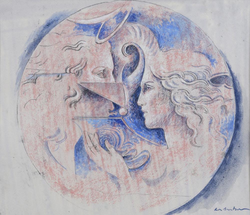 Nino La Barbera comparable auction result: watercolor and charcoal by nino la barbera