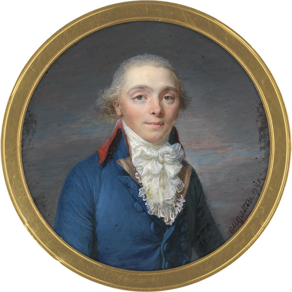 Augustin Moreau-Vauthier comparable auction result: augustin jean baptiste jacques miniatur portrait eines jungen mannes in blauer jacke mit rotem kragen