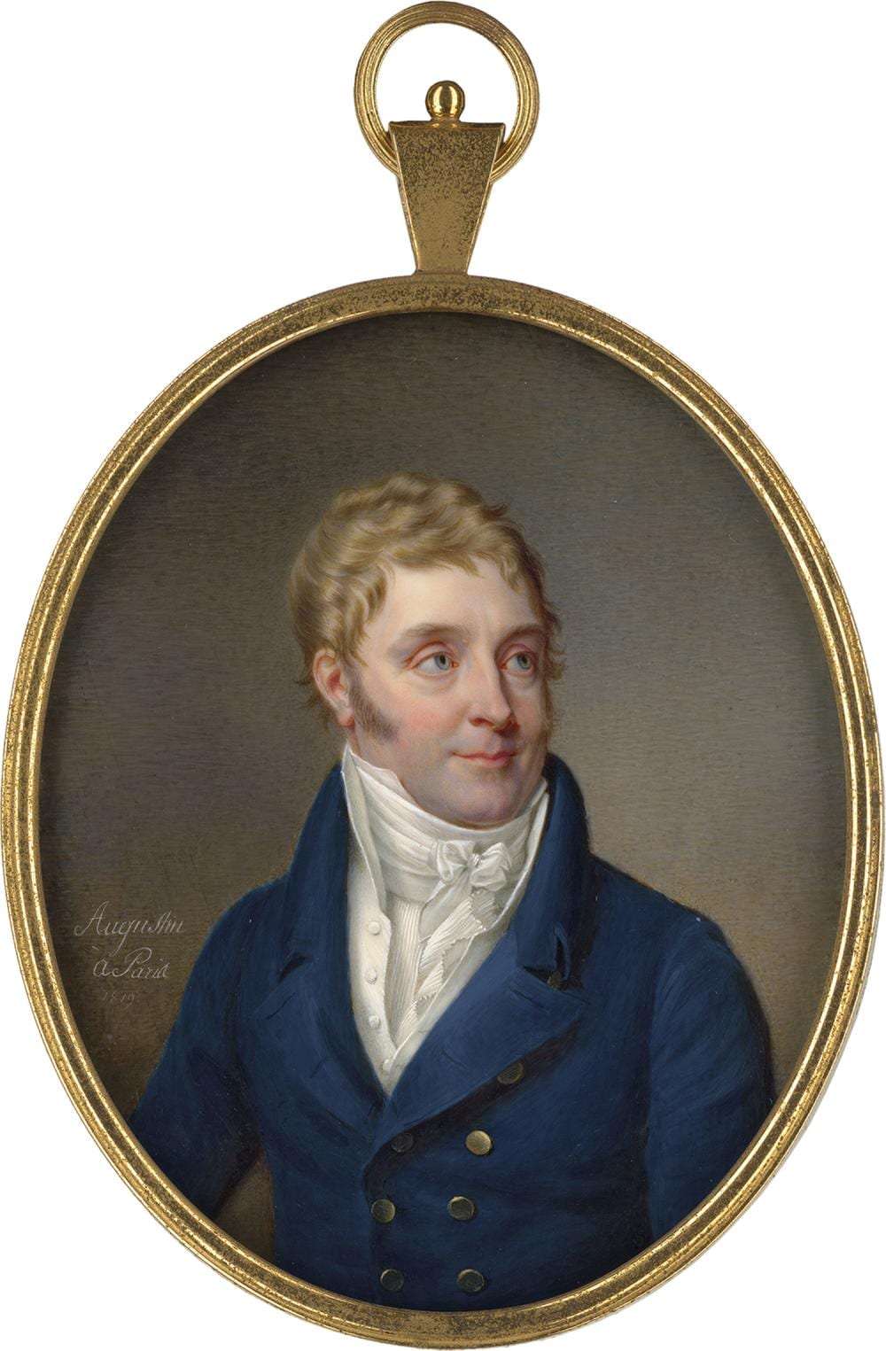 Augustin Moreau-Vauthier comparable auction result: augustin jean baptiste jacques miniatur portrait des thomas weld in blauer jacke nach rechts blickend