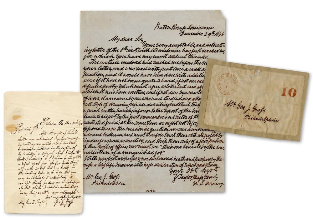 Z. Taylor, : "our enemy…battle of Waterloo…master in the art of war…" As Pres.-Elect, Uses Martial Language After 1848 Pres. Election sold by University Archives, lot 100 — auction record photograph
