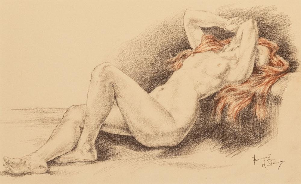 Franco Matania comparable auction result: franco matania reclining female nude