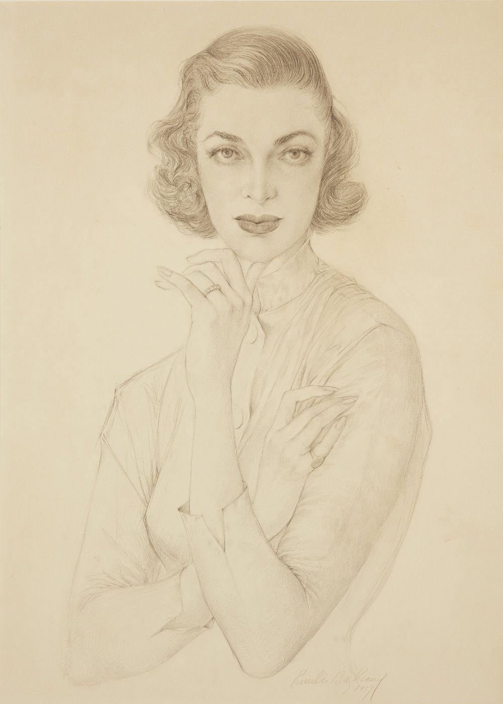 Emilio Baz Viaud comparable auction result: emilio baz viaud portrait of se ora maruca palomino 1957