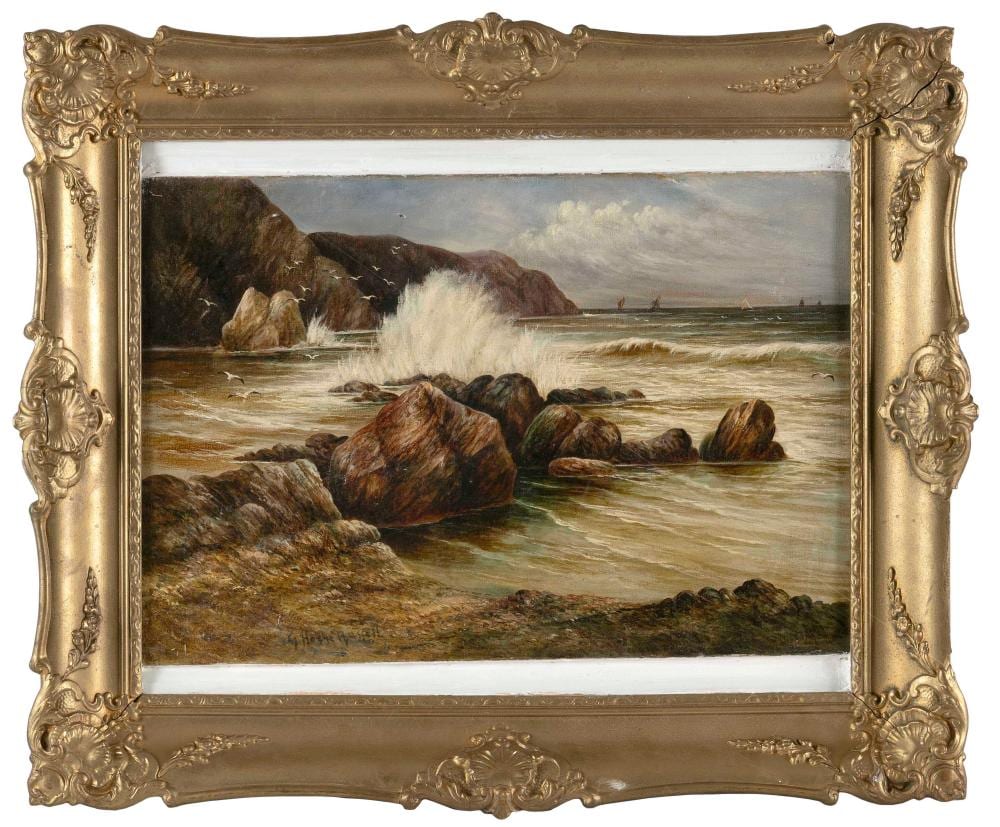 George Horne Russell comparable auction result: george horne russell quebec new brunswick scotland 1861 1933 crashing waves oil on canvas 12 x 18 framed 18 5 x 22 5