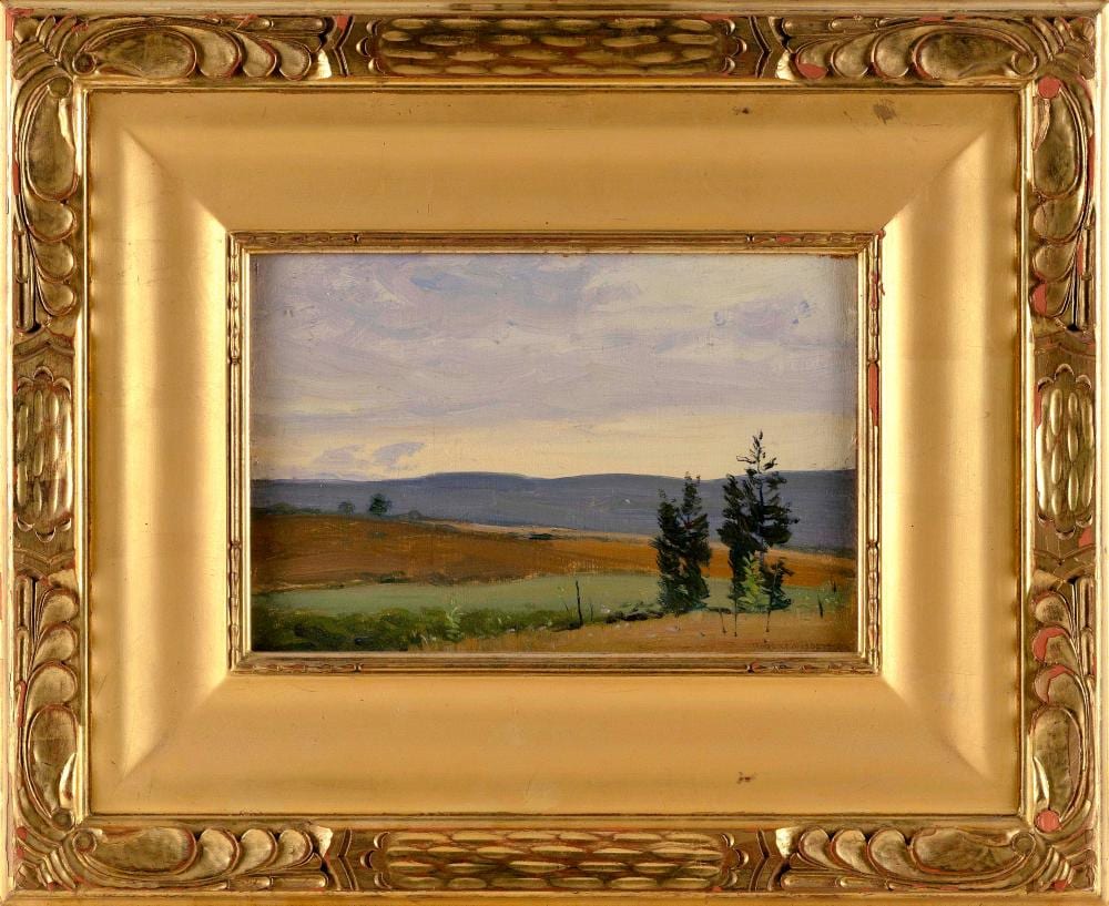 Robert Hogg Nisbet comparable auction result: robert hogg nisbet connecticut rhode island 1879 1961 conn landscape oil on board 8 x 12 framed 17 x 21