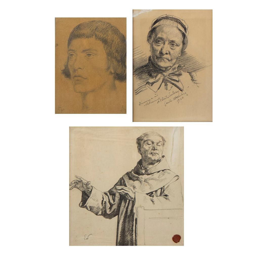 Emile Charles Wauters comparable auction result: emile charles wauters 1846 1933 3 drawings monogrammed 2 and signed 1 dated 71 and 1928