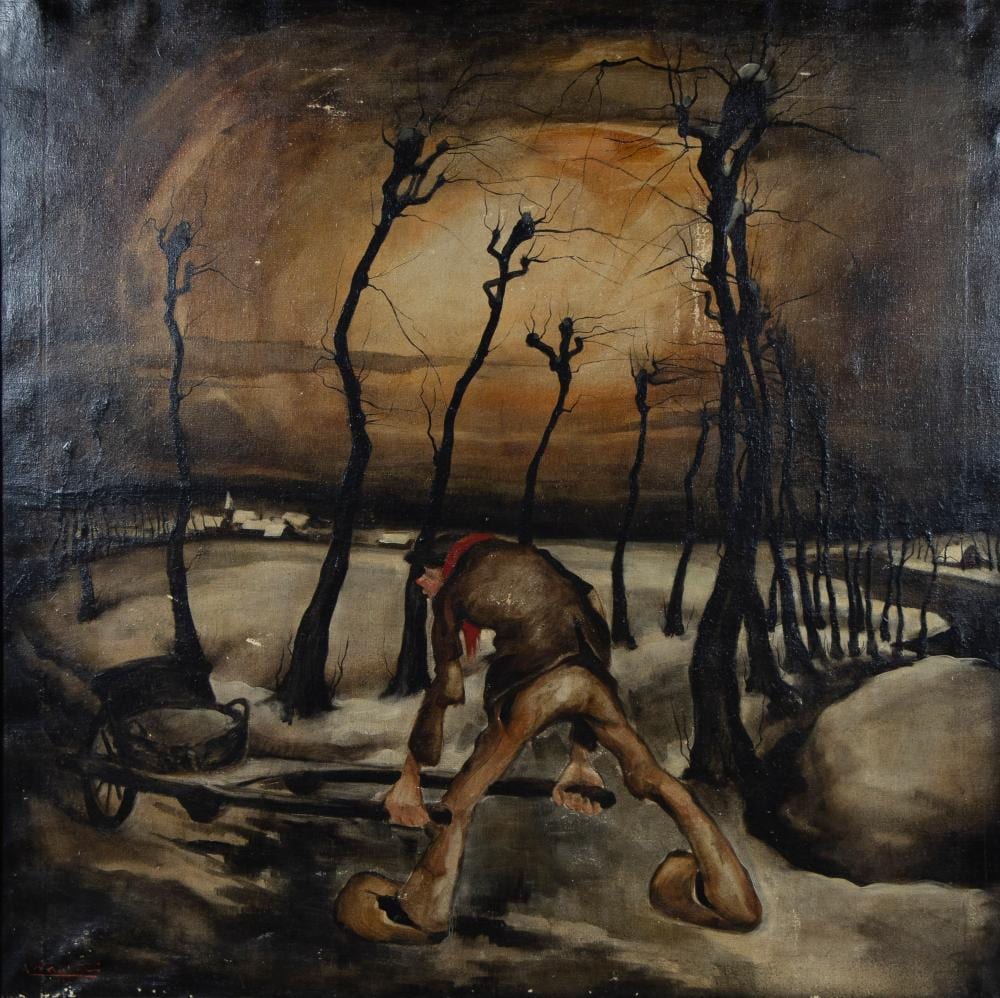 Alex Wauters comparable auction result: alex wauters 1899 1965 oil on canvas farmer in snowy landscape signed