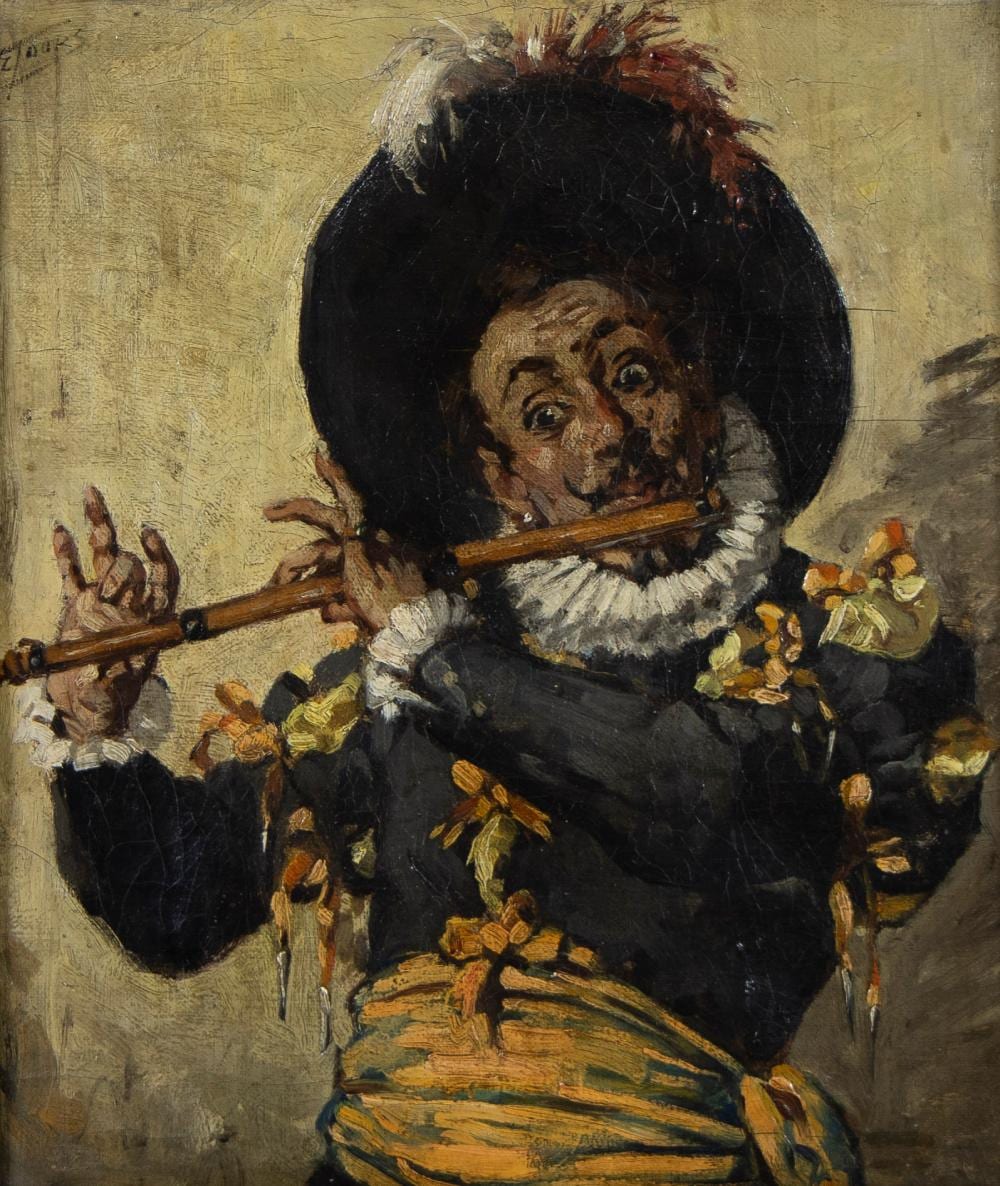 Eugène Joors comparable auction result: eug ne joors 1850 1910 oil on canvas joueur de fl te signed