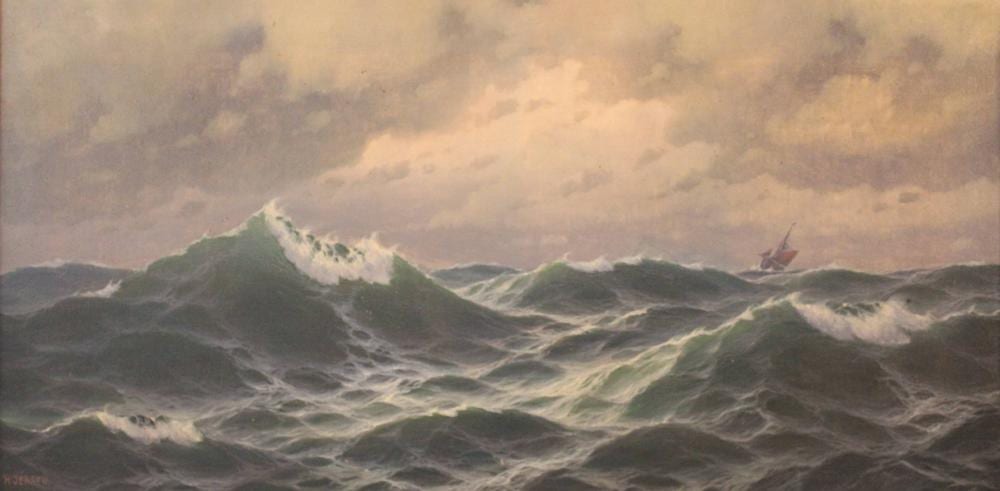 Max Jensen comparable auction result: max jensen c 1887 schwere see mit segler l leinwand
