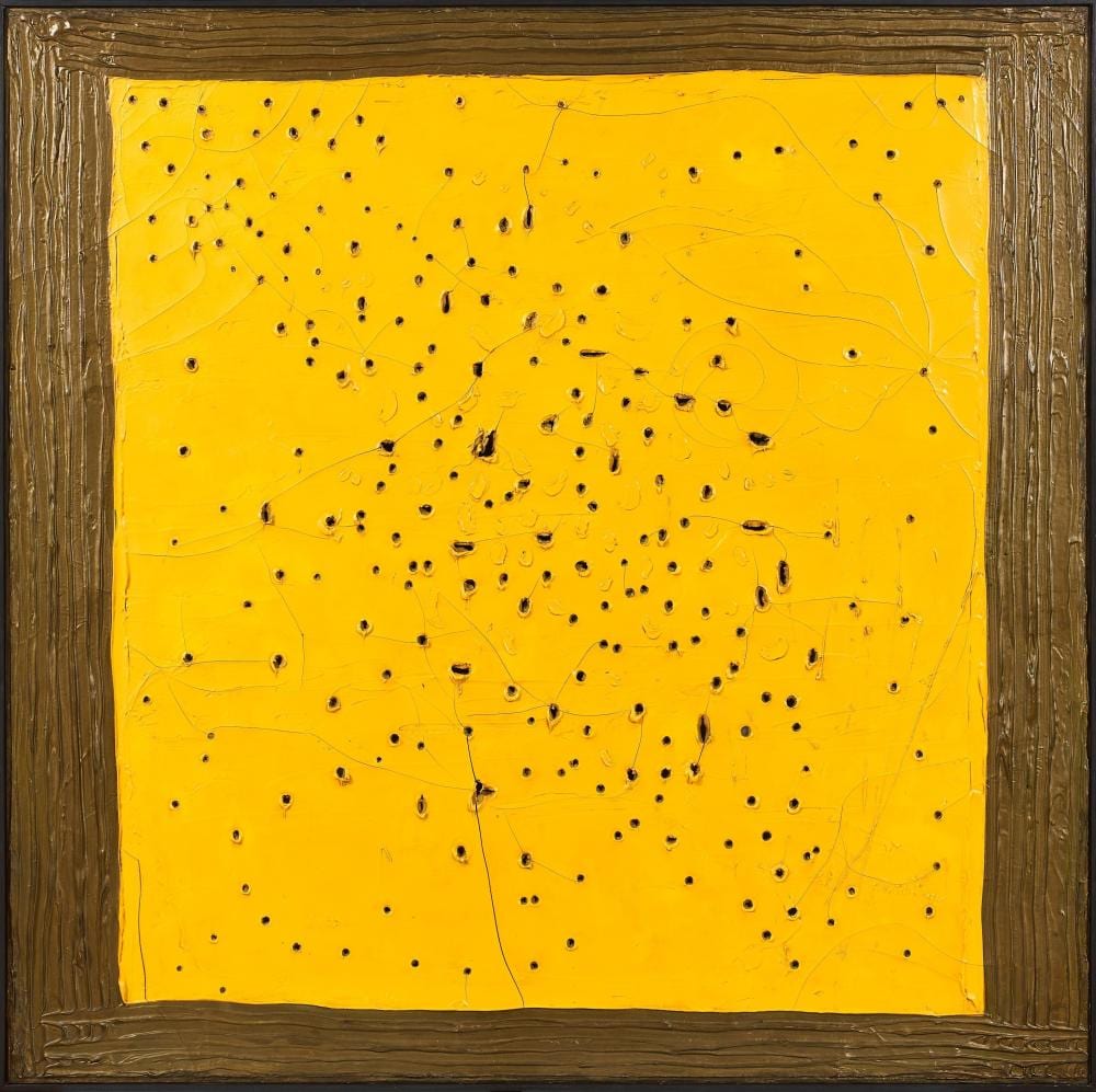 Lucio FONTANA (1899 - 1968) Concetto spaziale, Piazza San Marco al sole - 1961 Huile sur toile trouée comparable sale