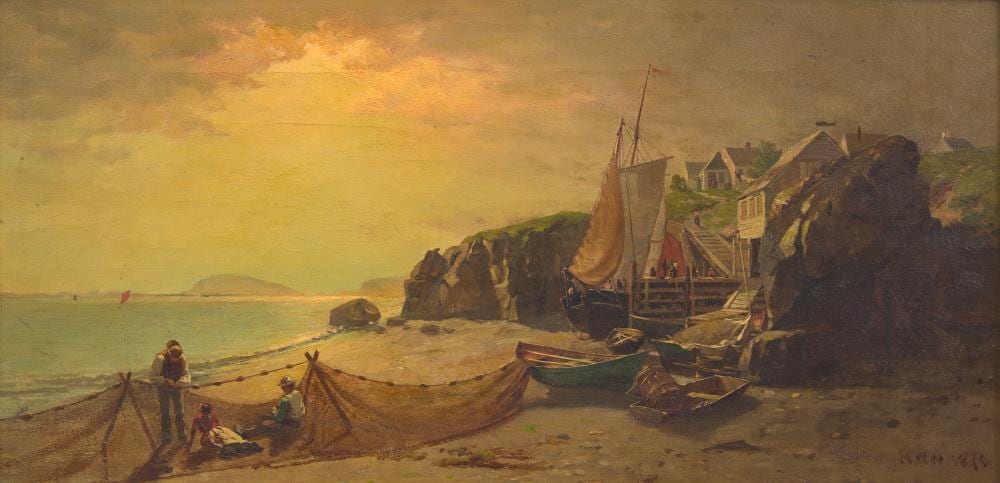 Robert Walter Weir comparable auction result: robert walter weir american 1803 1889 net mending on nantucket