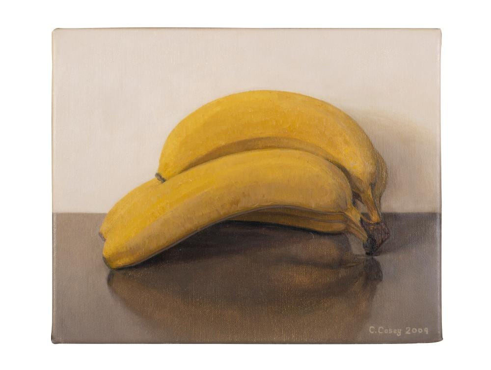 Comhghall Casey comparable auction result: comhghall casey b 1976 five bananas oil on linen 20 x 25cm 7 x 9 signed and dated 2009 provenance with solomon gallery dublin label verso