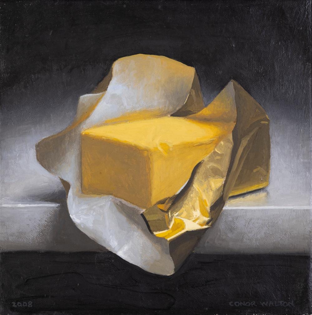 Conor Walton comparable auction result: conor walton b 1970 butter oil on linen 20 x 20cm 8 x 8 signed provenance with jorgensen fine art dublin label verso