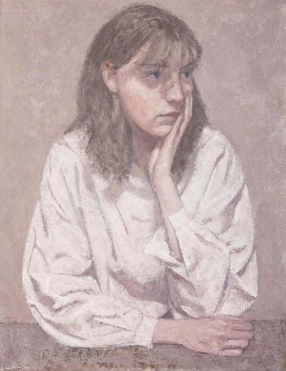 colin watson b 1966 portrait of girl oil on board 56 5 x 43 5cm 22 x 17 signed and dated 19 97 provenance the elaine somers gallery · Adam's · 2023-12-06 Colin Watson comparable auction result: colin watson b 1966 portrait of girl oil on board 56 5 x 43 5cm 22 x 17 signed and dated 19 97 provenance the elaine somers gallery