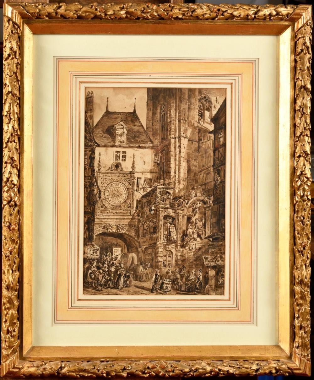 maurice leloir 1853 1940 gros horloge rouen lavis sign en bas droite 32 5 x 22 cm · Osenat · 2023-11-26 Maurice Leloir comparable auction result: maurice leloir 1853 1940 gros horloge rouen lavis sign en bas droite 32 5 x 22 cm