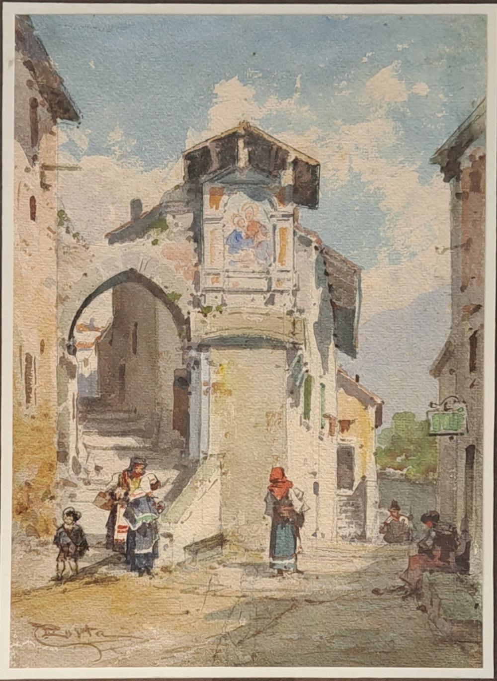 Emmanuel Costa comparable auction result: emmanuel costa 1833 1921 ruelle anim e aquarelle sign en bas gauche 31 x 21 cm avec