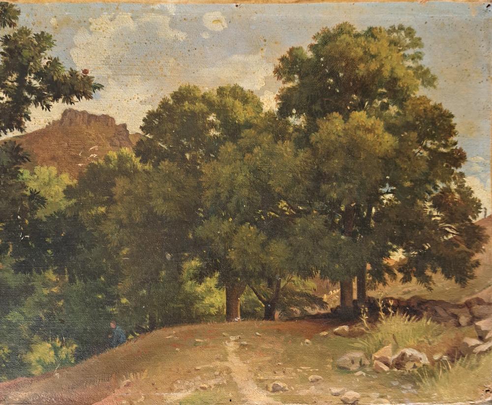 Alexandre Desgoffe comparable auction result: alexandre desgoffe 1805 1882 attribu paysage des environs de lyon huile sur papier marouf