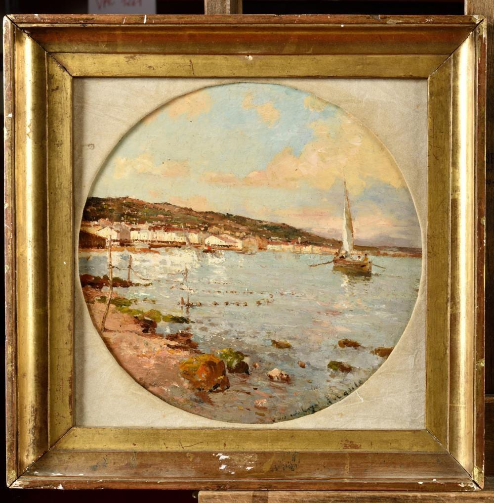 Alfred Casile comparable auction result: alfred casile 1848 1909 bord de mer m diterran en huile sur carton vue oval sign et d dic