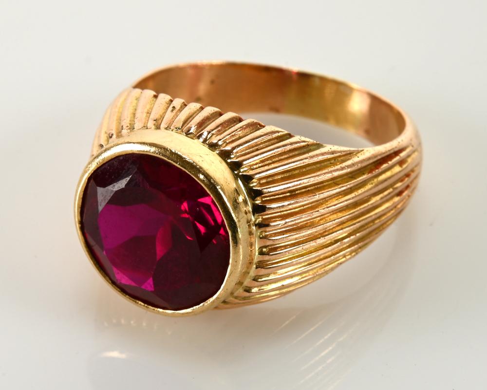 Antique Gold Hallmarks Mens Jewelry Gemstone Ring sold by Mebane Antique Auction, lot 401 — auction record photograph