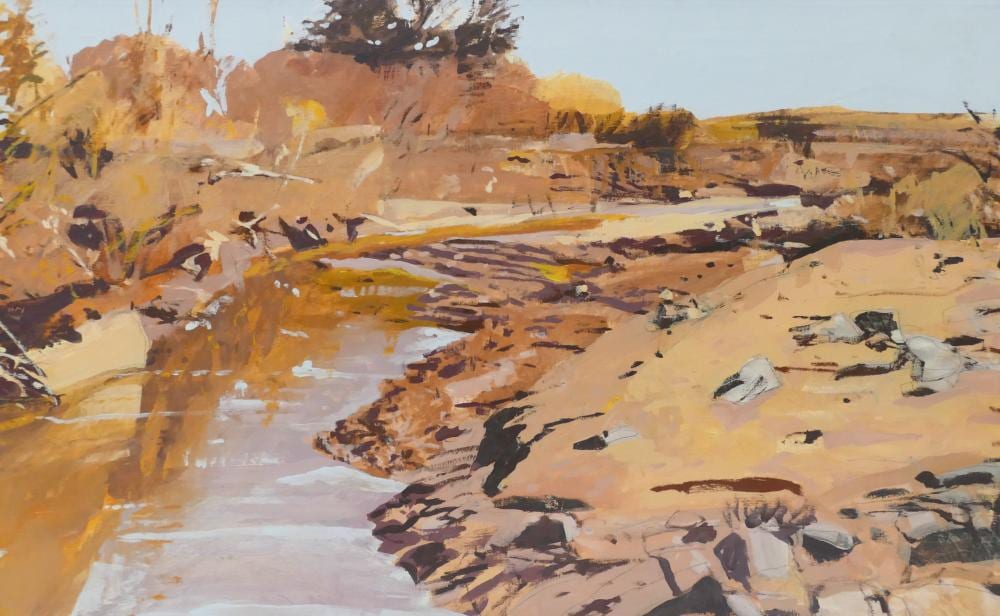 Forrest Moses comparable auction result: forrest moses desert water at abiquiu 3 oil