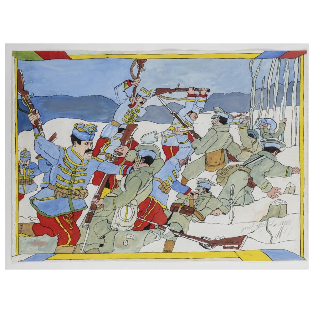 Josef Wittlich comparable auction result: josef wittlich 1903 neuwied 1982 h hr grenzhausen untitled soldiers in combat 1950