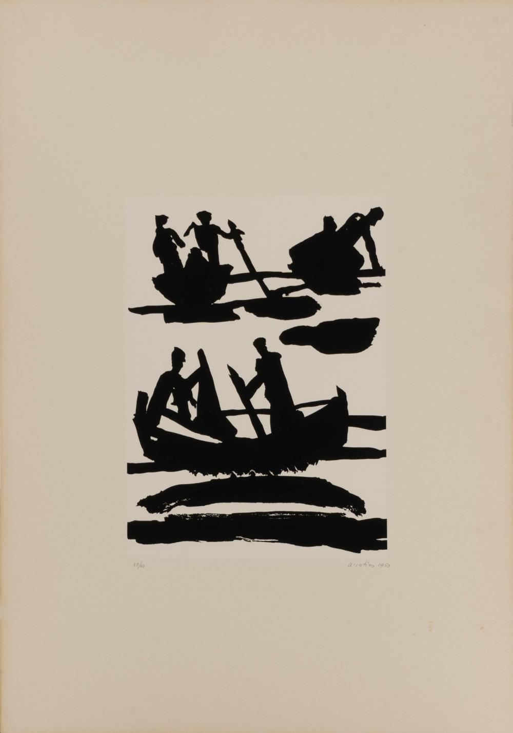 Enrico Accatino comparable auction result: enrico accatino genova 1920 roma 2007 uomini in barca 1950