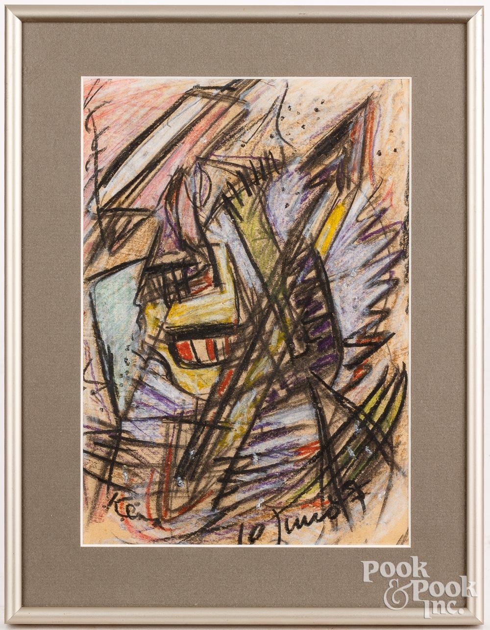 Jaled Muyaes comparable auction result: jaled muyaes pastel and gouache abstract