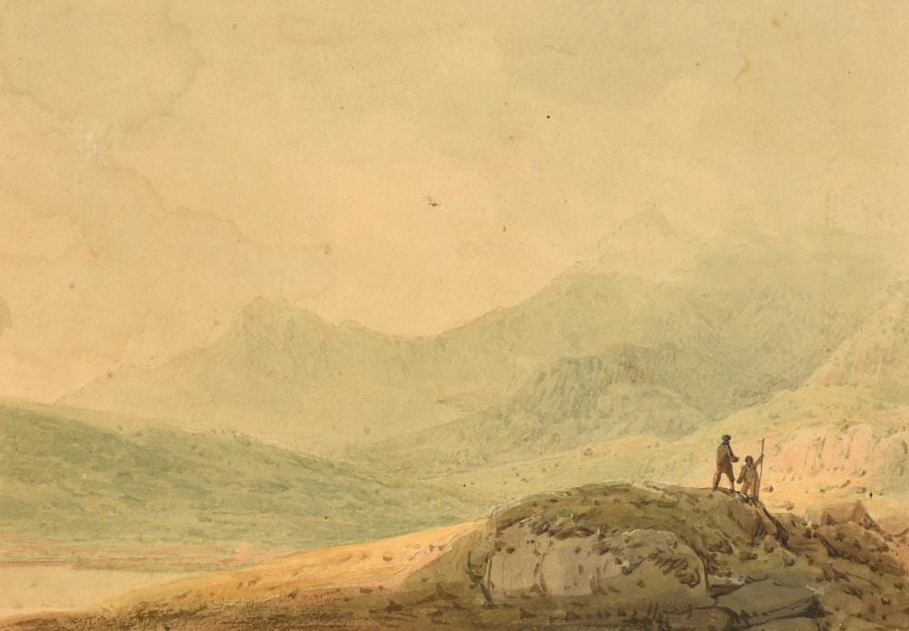 Francis Nicholson comparable auction result: francis nicholson 1753 1844 snowdon from capel y curig figures in a landscape watercolour signed and in