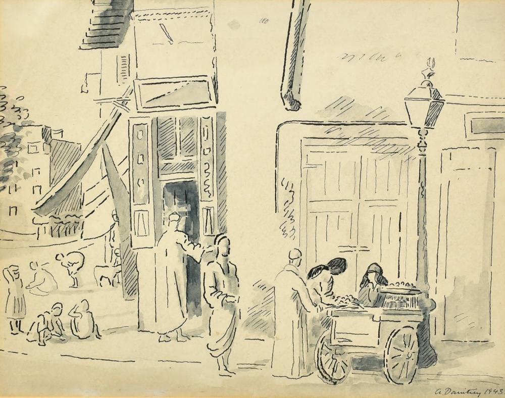 Adrian Maurice Daintrey comparable auction result: adrian maurice daintrey 1902 1988 cairo figures by a street vendor ink and wash signed and dated 1943