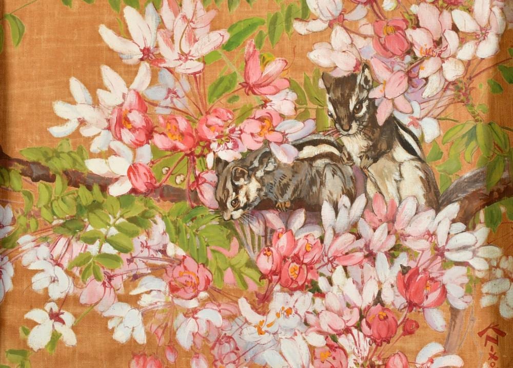 Kay Nixon comparable auction result: kay nixon 1895 1988 squirrels amongst blossom gouache signed 12 x 16 unframed