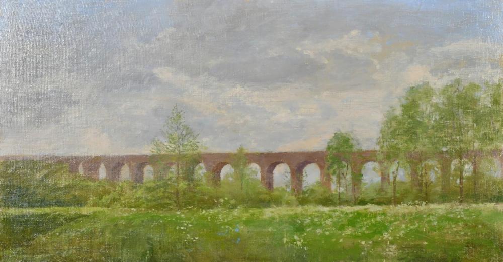 Fred Dubery comparable auction result: fred dubery 1926 2011 chapell viaduct essex oil on board signed with initials 12 x 22 30 x 56cm un
