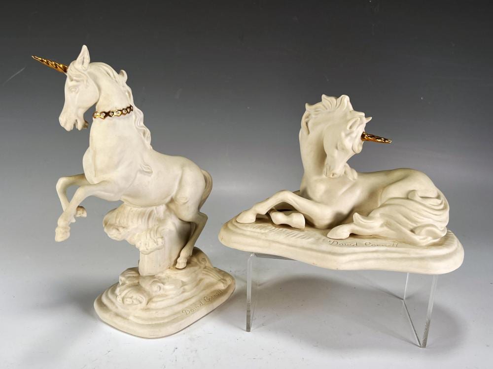 David Cornell comparable auction result: bisque porcelain unicorns by david cornell