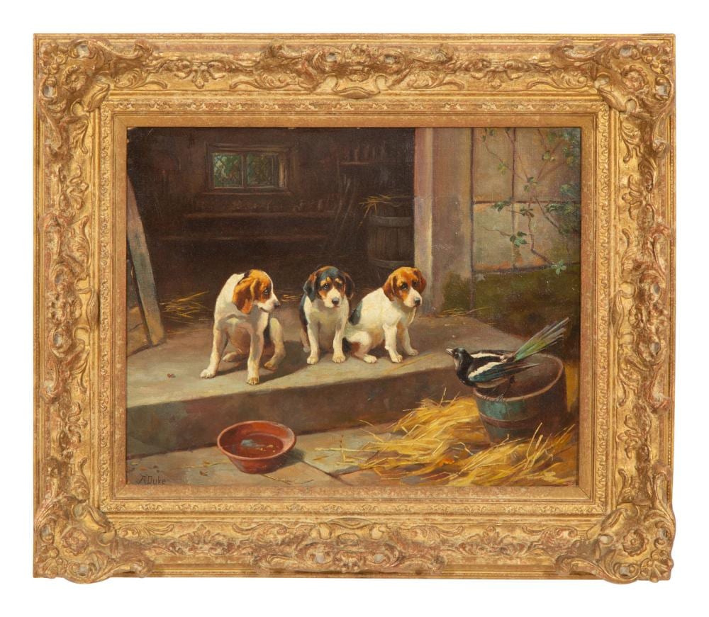 Alfred Duke comparable auction result: alfred duke british 1863 1905 three puppies