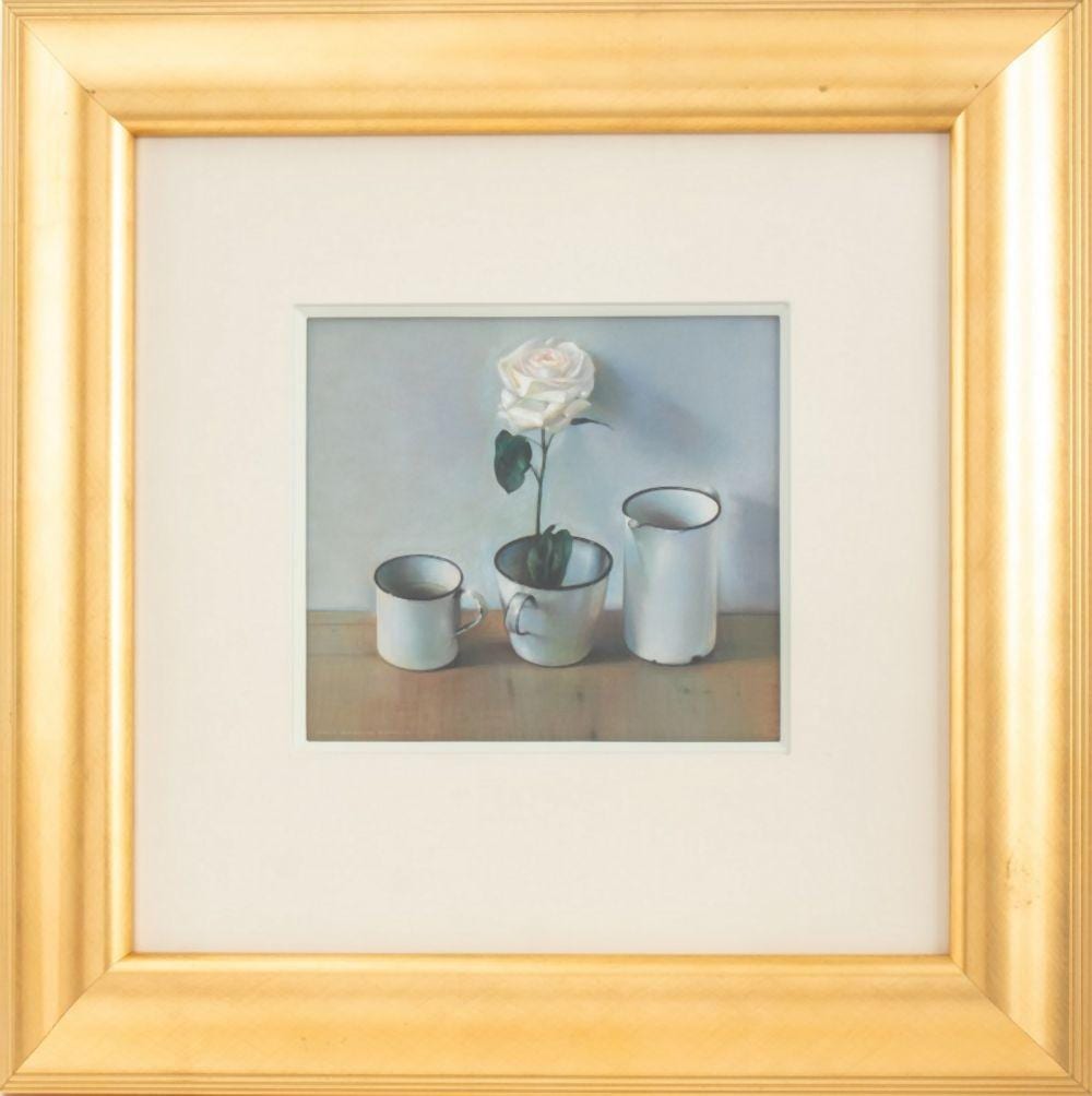 Andrew Hemingway comparable auction result: andrew hemingway still life pastel on board