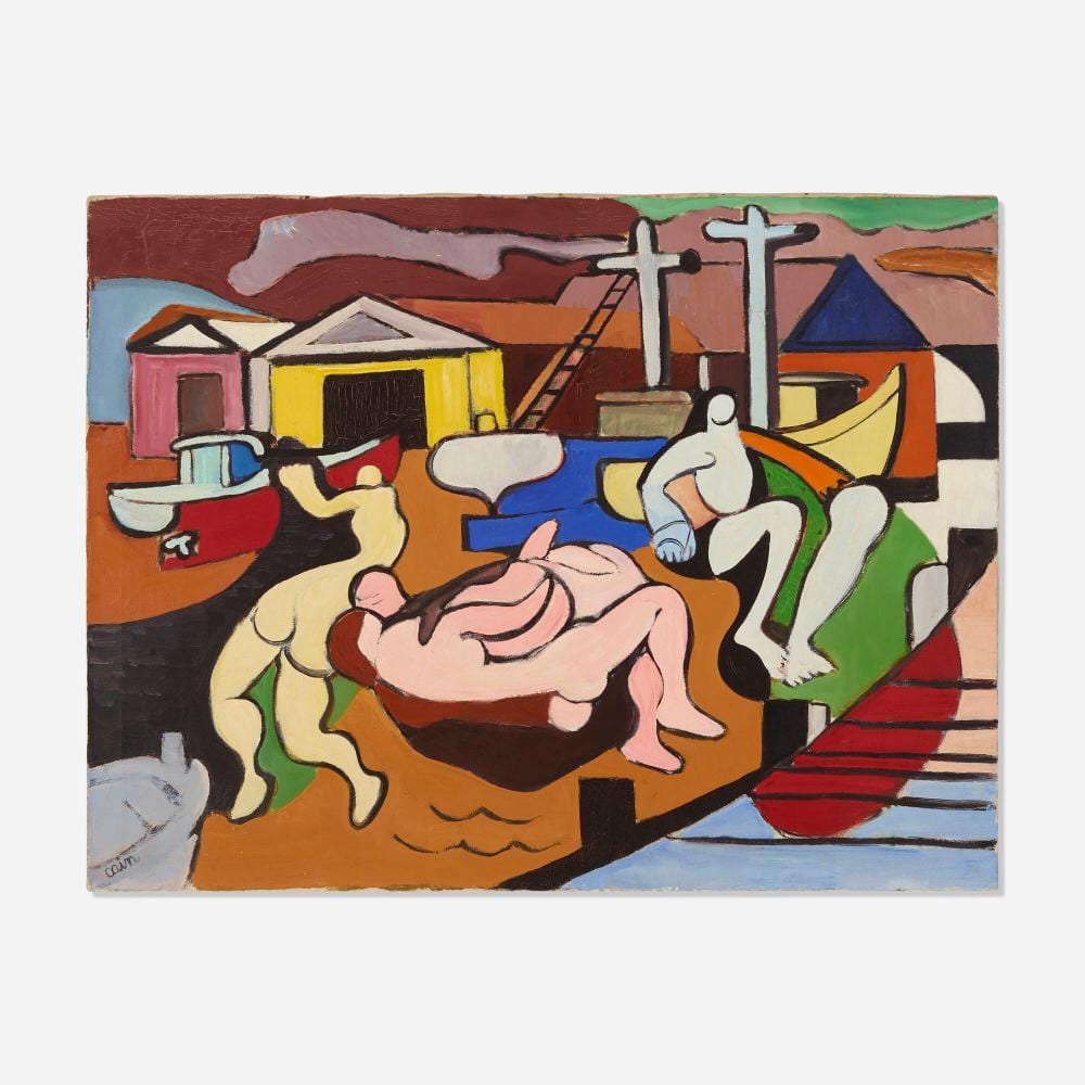 Joseph Lambert Cain comparable auction result: joseph lambert cain persons on pier
