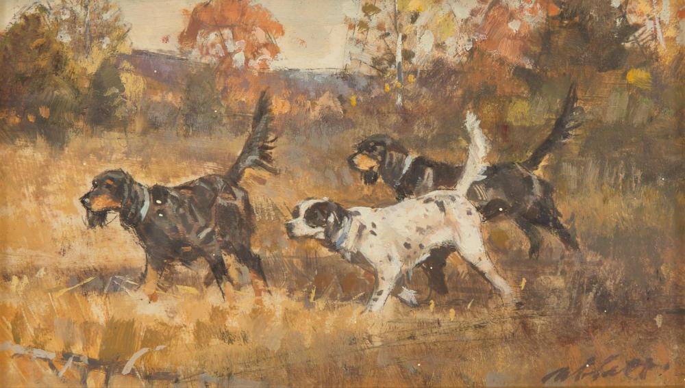 Robert Kennedy Abbett comparable auction result: robert kennedy abbett american 1926 2015 pointing setters on the hunt