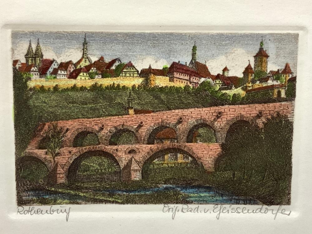 Ernst Geissendorfer comparable auction result: ernst geissendorfer signed colored plate etching