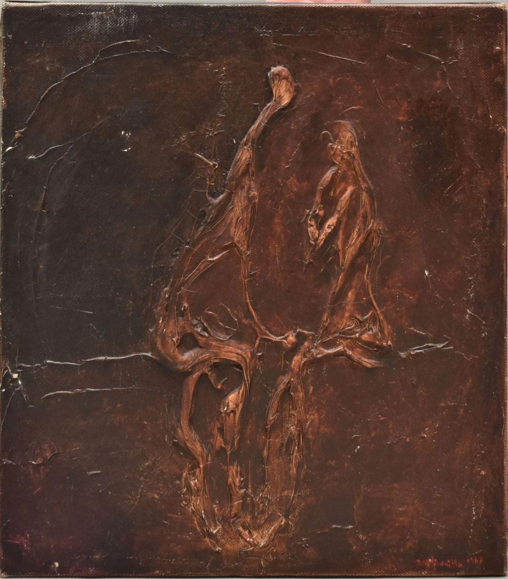Jan Naliwajko comparable auction result: jan naliwajko lithuanian born 1938 oil on canvas figures signed and dated lower right 1967 21 1 2 x 19 inches
