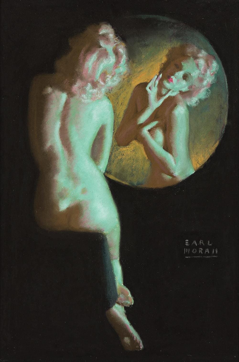 Earl Moran comparable auction result: earl moran study for nude with mirror
