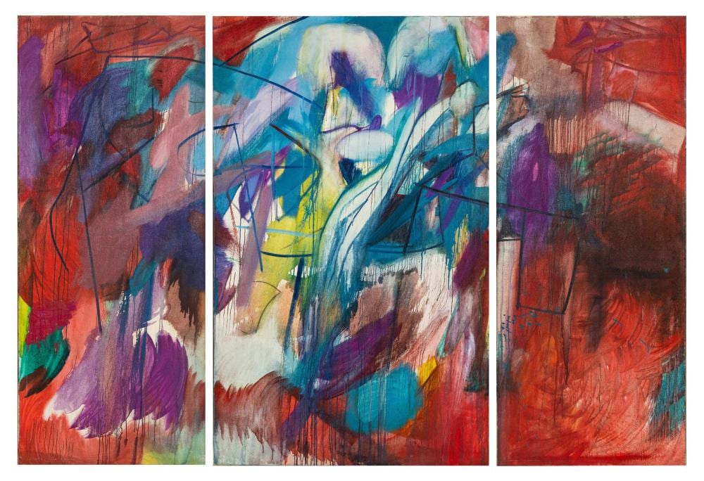 John Wehmer comparable auction result: john wehmer american 1927 2019 sudden storm at mcgaheysville triptych 1962