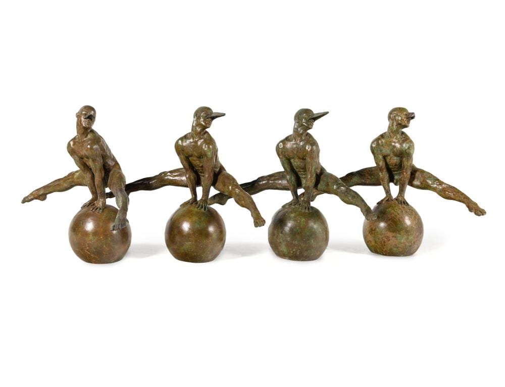 Jorge Marín comparable auction result: jorge mar n mexican b 1963 equilibrista en split group of four works 2000