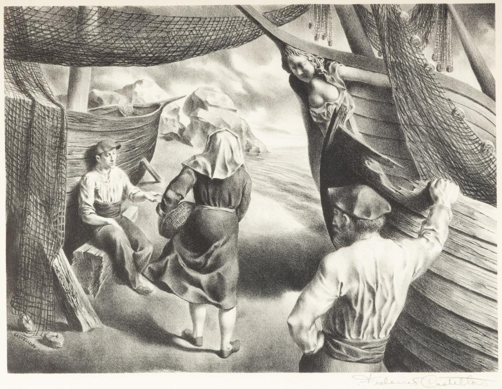 Federico Castellón comparable auction result: federico castell n american 1914 1971 by the ark the elders and poseidon s friend three works