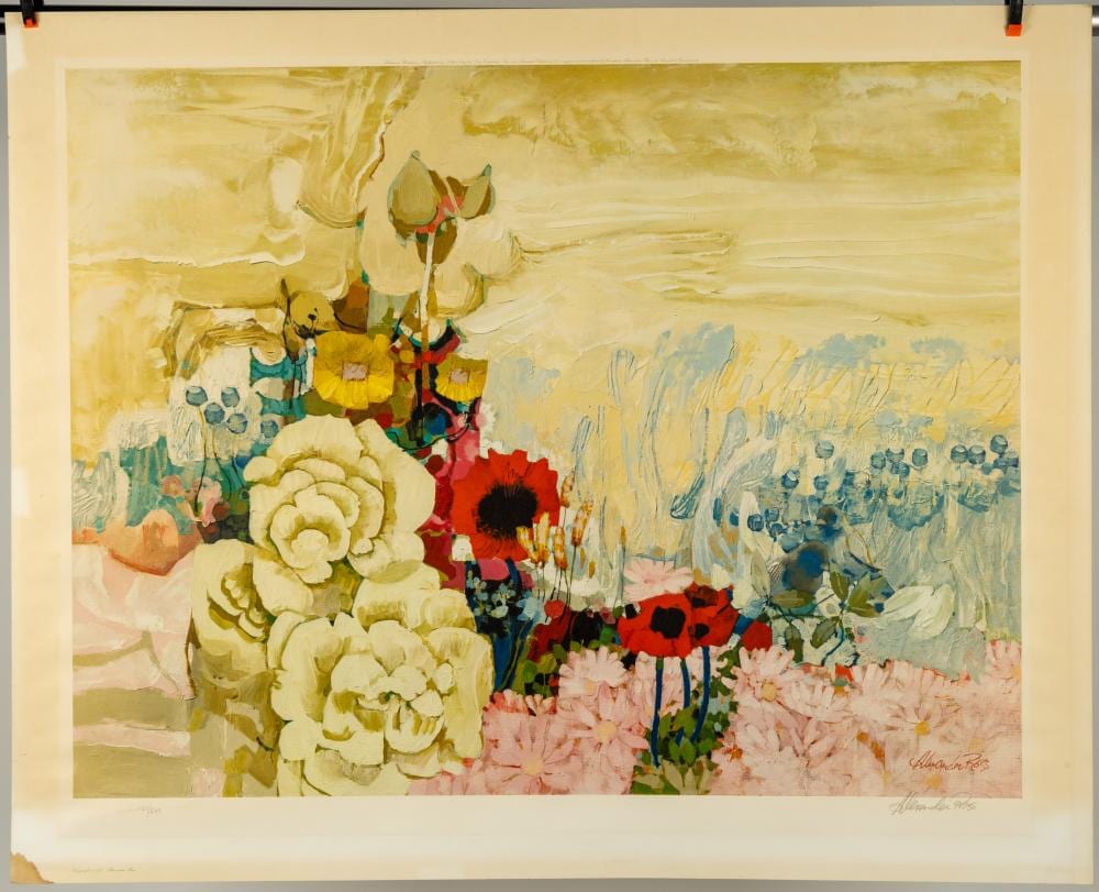 A. Ross comparable auction result: a ross signed print 3 other floral pictures