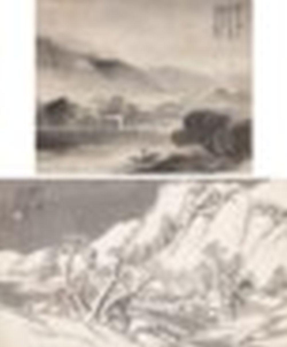 Shixian Wu comparable auction result: wu shixian 1845 1916 boating on lake snowscape a pair of scrolls mount