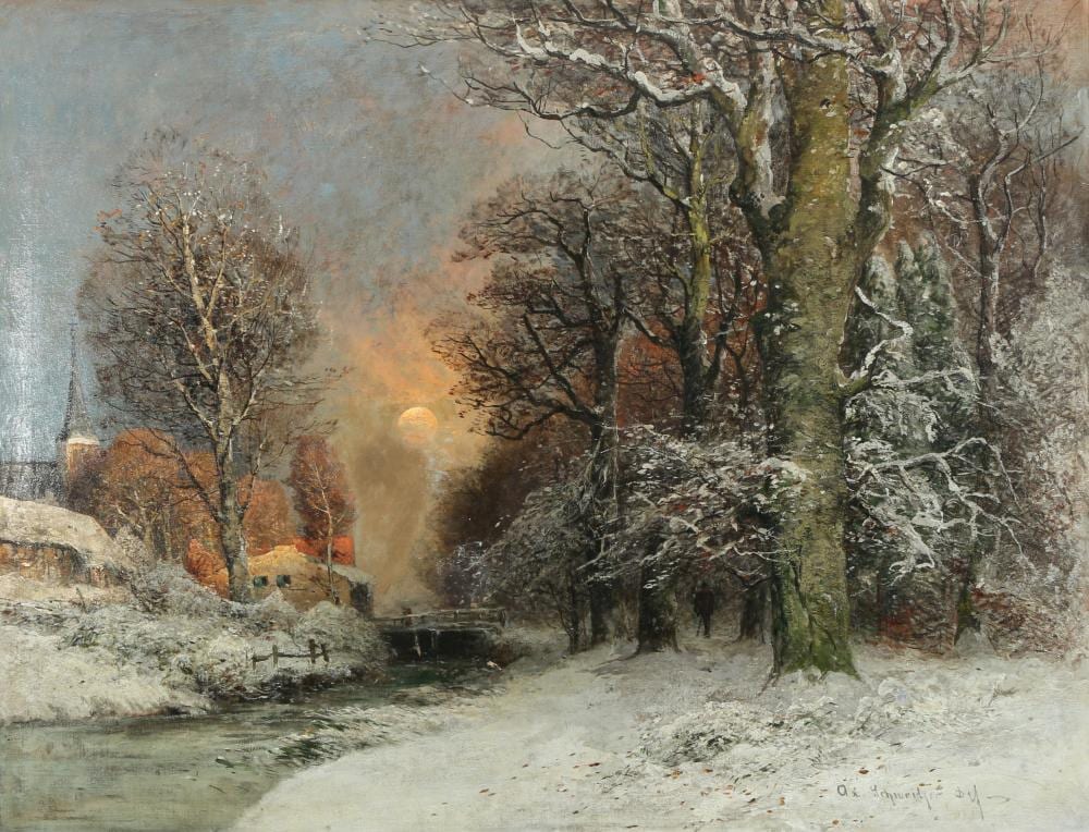 Adolf Gustav Schweitzer comparable auction result: adolf gustav schweitzer 1847 1914 winter landscape in the moonlight